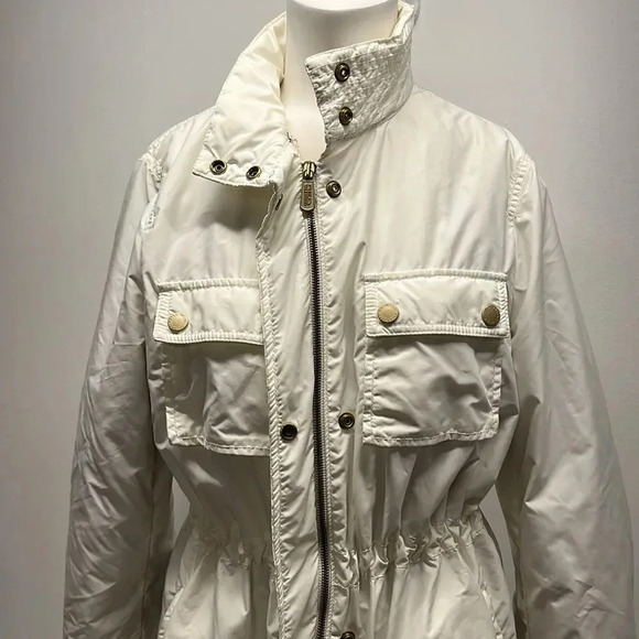 Red Valentino Puffer Jacket Trench Long Coat Full Zip Ivory Women's Size 44 US 6 - Picture 5 of 16